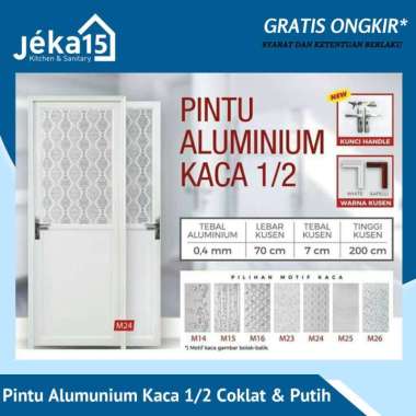 PINTU ALUMUNIUM KAMAR MANDI / PINTU WC ALUMUNIUM MURAH 1/2 KACA Putih - kanan