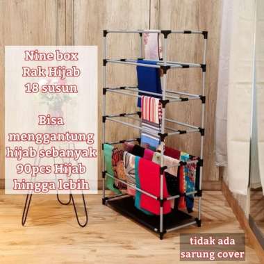 NINE BOX RAK HIJAB 6 SUSUN/RAK HIJAB 18 LAPIS/RAK GANTUNG JILBAB PAKAI COVER