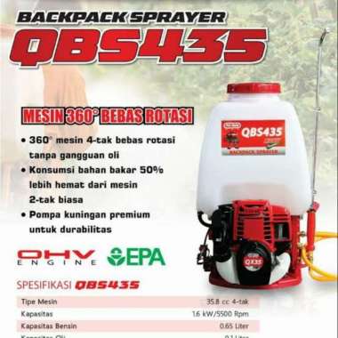 Mesin Pompa Hama Gendong Pro Quip 4 Tak Tipe QBS435 ( Bensin Murni )