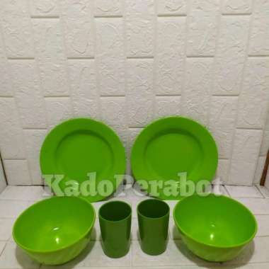 Piring mangkok gelas set melamin murah - peralatan makan set A1 Hijau
