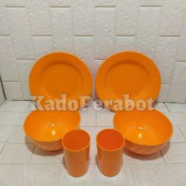 Piring mangkok gelas set melamin murah - peralatan makan set A1 Orange