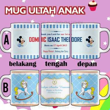 Mug Baby Born 1 Month (One Month) Souvenir Mug Ultah Anak Souvenir Mug Aqiqah Custom Design 13 Tidak