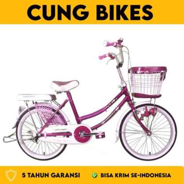 Sepeda Mini Perempuan PHOENIX 20 Inch dengan keranjang Merah Muda