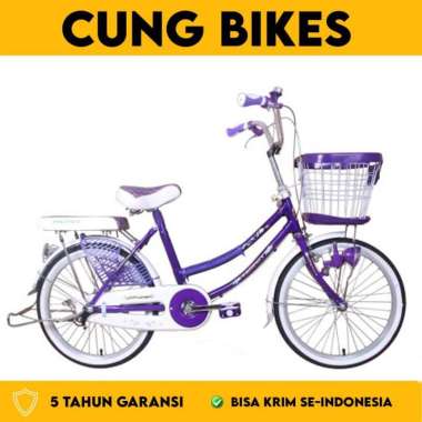 Sepeda Mini Perempuan PHOENIX 20 Inch dengan keranjang Ungu