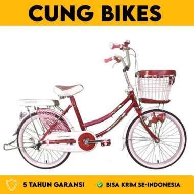 Sepeda Mini Perempuan PHOENIX 20 Inch dengan keranjang Merah