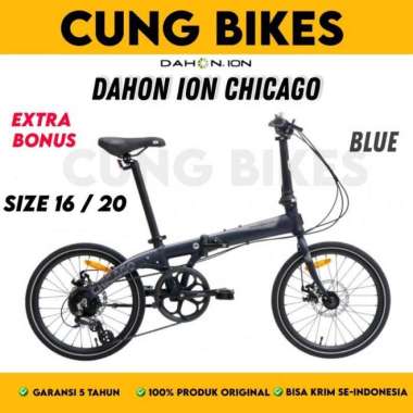 Sepeda lipat 16 dan 20 inch Dahon Ion Chicago Frame Alloy 8 Sp Shimano 16 Inch Blue