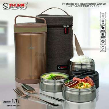Lunch Box Shuma Stainless SUS316 Vacuum Insulation Lunch Jar 1700 ml Cokelat