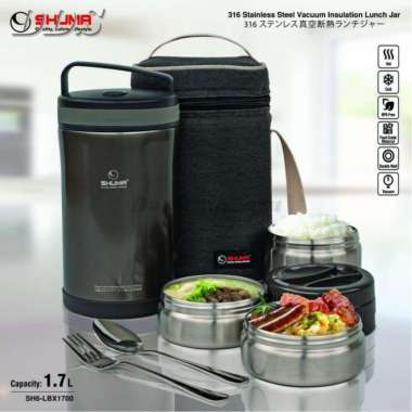 Lunch Box Shuma Stainless SUS316 Vacuum Insulation Lunch Jar 1700 ml Hitam