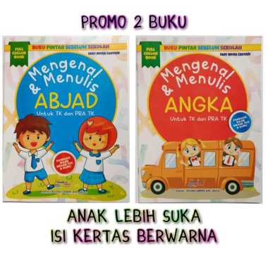 Paket 2 Buku Belajar Menulis Huruf dan Angka Kertas Warna Buku Anak TK