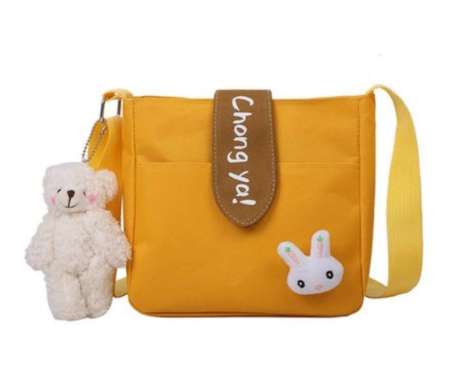 Tas Kanvas Tas Perempuan Tas Korea Gadis Tas Bahu Tas Selempang Kuning