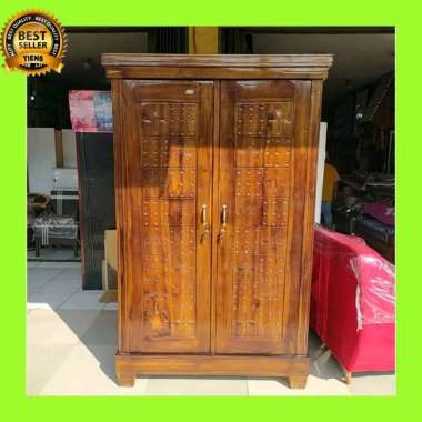lemari baju kayu jati 2 pintu