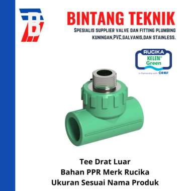 Tee Drat Luar PPR Pipa 3/4" inch (25 mm) x Drat 3/4" inch Rucika PPR