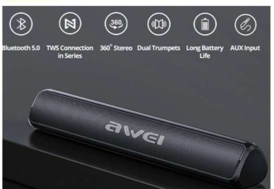 SPEAKER SOUND BAR BLUETOOTH WIRELESS PORTABLE HIFI TWS AWEI Y333