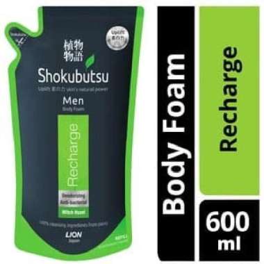 Shokubutsu Men Body Foam Refill Recharge shower gel sabun mandi 600ml