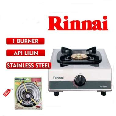 Rinnai RI-511A Kompor Gas 1 Tungku Stainless FREE Paket Miyako Selang