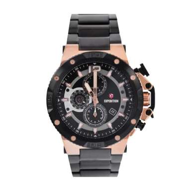 Jam Tangan Expedition Pria Chronograph E 6751 MC Original Black Rosegold
