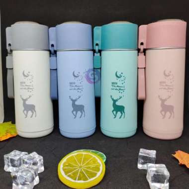 BOTOL MINUM KACA DEER 450ML TERMOS AIR PANAS KACA TERMOS KOPI