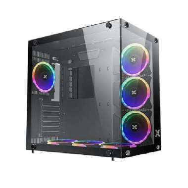 Xigmatek Aquarius Plus Free 7 Fan ARGB ATX Dual Chamber Gaming Case Hitam