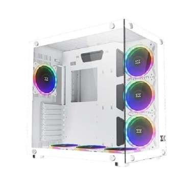 Xigmatek Aquarius Plus Free 7 Fan ARGB ATX Dual Chamber Gaming Case Putih