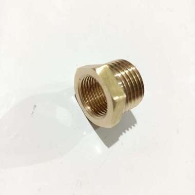 Neple sok sambung Kuningan drat luar 1/2" inch x drat dalam 3/8" inch