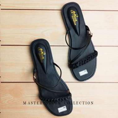 SANDAL TERBARU 2022 !! Sandal Teplek Selop Trendy Casual Tali kepang Wanita Remaja kekinian/Sendal Slop Slip On Tali Terbaru 40 hitam