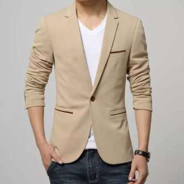BLAZER PRIA BLAZER KERJA CREAM INSTINC - Biru, S cream S
