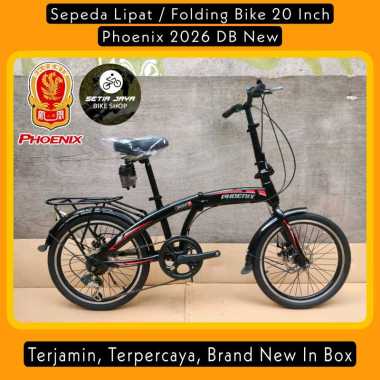 Sepeda Lipat / Folding Bike 20 Inch PHOENIX 2026 DB STEEL 7 Speed New Black Red