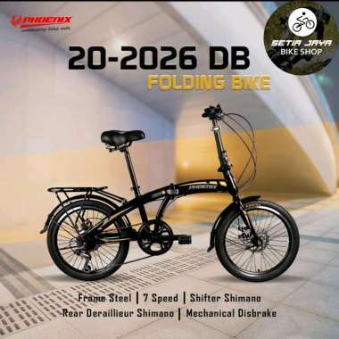 Sepeda Lipat / Folding Bike 20 Inch PHOENIX 2026 DB STEEL 7 Speed New Black Yellow
