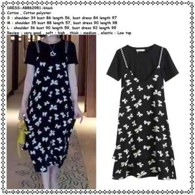 AB862981 Setelan Baju Overall Mini Midi Dress Kaos Wanita Korea Import