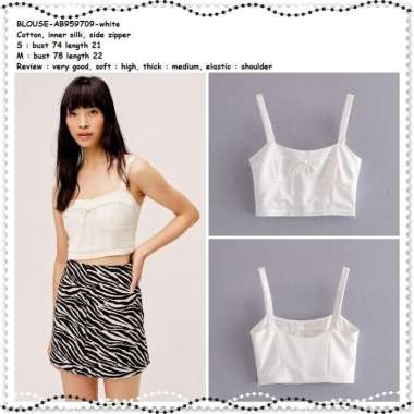 AB959709 Baju Atasan Wanita Crop Tank Top Blouse Korea Import Putih