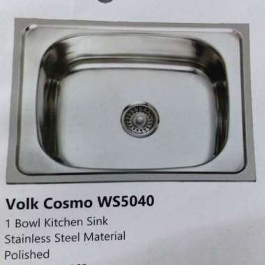 Kitchen Sink VOLK WS5040 Bak Cuci Piring 1 Lubang Dalam Stainless Set TERBAIK Multicolor