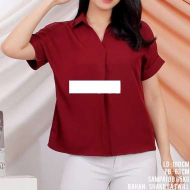Blouse Wanita Polos Lengan Pendek Casual Putih Hitam Shakilla Twill / Kemeja Wanita Lengan Pendek Ca