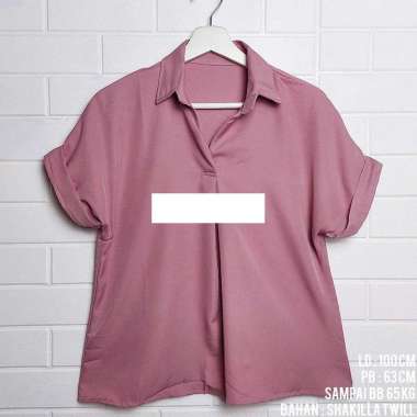 Blouse Wanita Polos Lengan Pendek Casual Putih Hitam Shakilla Twill / Kemeja Wanita Lengan Pendek Ca