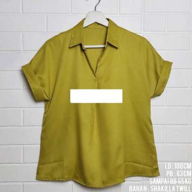 Blouse Wanita Polos Lengan Pendek Casual Putih Hitam Shakilla Twill / Kemeja Wanita Lengan Pendek Ca
