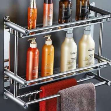 Rak Sabun + Rak Handuk Kamar Mandi Full Stainless