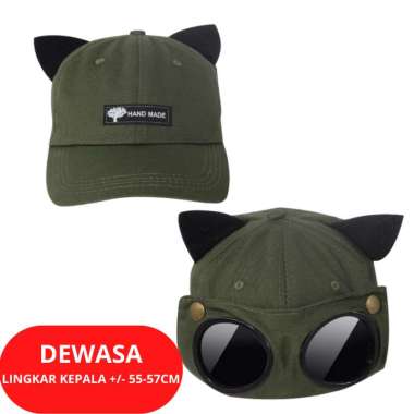 Baseball cap : GOGGLES EAR CAP - Topi baseball topi golf topi pria topi wanita topi capung topi pilo
