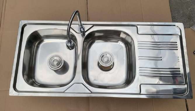 Bak Cuci Piring 2 Lubang Kitchen Sink Stainless Sus304 10050 Sayap Tanpa kran
