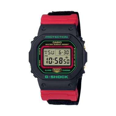 Casio G-Shock DW-5600THC-1DR - Jam Tangan Pria - Hitam Nylon hitam merah hijau