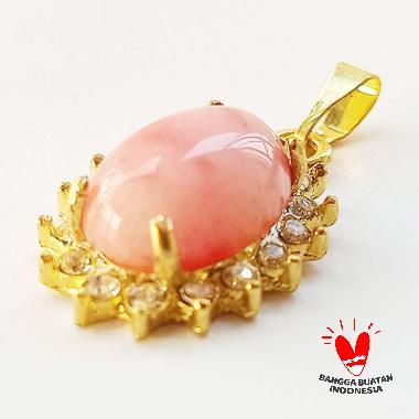 Vee Kristal Swarovski Liontin Batu Giok Terapi Kesehatan Merah muda
