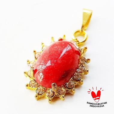 Vee Kristal Swarovski Liontin Batu Giok Terapi Kesehatan marun