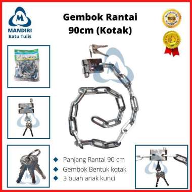 Gembok Rantai Sepeda / Motor / Pagar - Gembok Rante 90cm 3 Anak Kunci 90 bulat