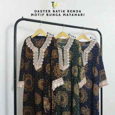 DASTER BATIK BAHAN KATUN RENDA MOTIF BUNGA MATAHARI KANCING DEPAN BUSUI FRIENDLY KEKINIAN LONGDRESS 