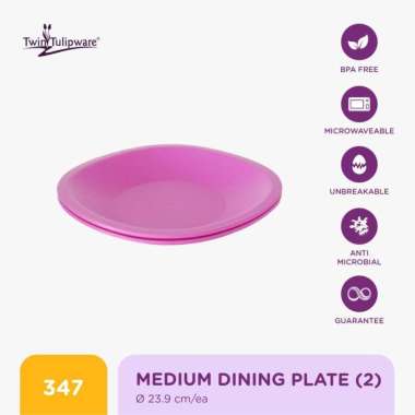 Piring Twin Tulipware Medium Dining Plate (set of 2) Pink Lady