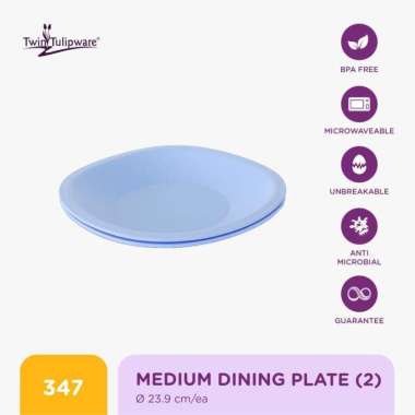 Piring Twin Tulipware Medium Dining Plate (set of 2) Blue Diamond