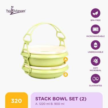 Rantang Twin Tulipware Stack Bowl Set (set of 2) Avo