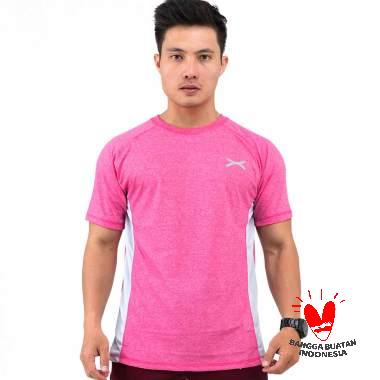 FLEXZONE Sport Olahraga Lari Jogging Gym Breeze Series Kaos Lengan Pendek Pria [FTS-031] M Magenta