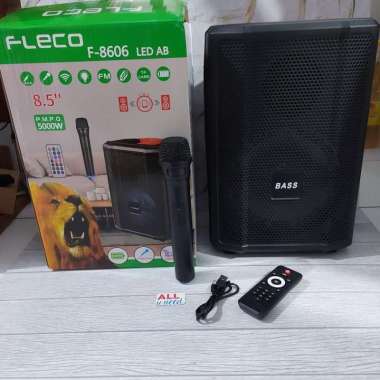 Speaker Bluetooth Portable Free 1 Mic Wearless 8.5" Fleco F 8606 LED