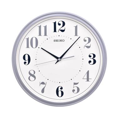 Seiko QXA-740BNR Analog Original Quiet Sweep Jam Dinding [31 cm] White Grey