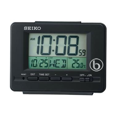 Seiko QHL078K  LCD Alarm Jam Desktop Black Green