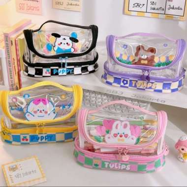 Tempat Pensil Anak Perempuan Cewek / Pencil Case Besar Waterproof Lucu Multicolor